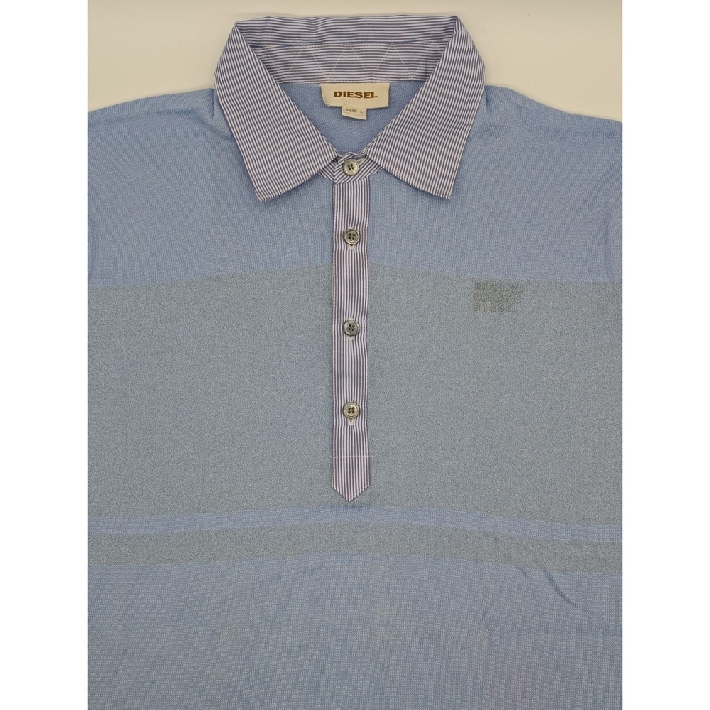 Diesel Men's size Large Pullover Sweater Short‎ Sleeve Lightweight Blue Collared